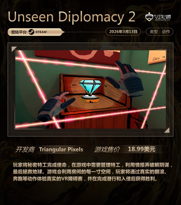 3月13日至19日上线7款VR游戏，PS VR2独占游戏将停服